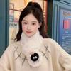 Plush Warm, Comfortable and Breathable Autumn and Winter Versatile Scarf Korean Version of Black Coal Ball Elf Cartoon Cute Neck Protection Scarf