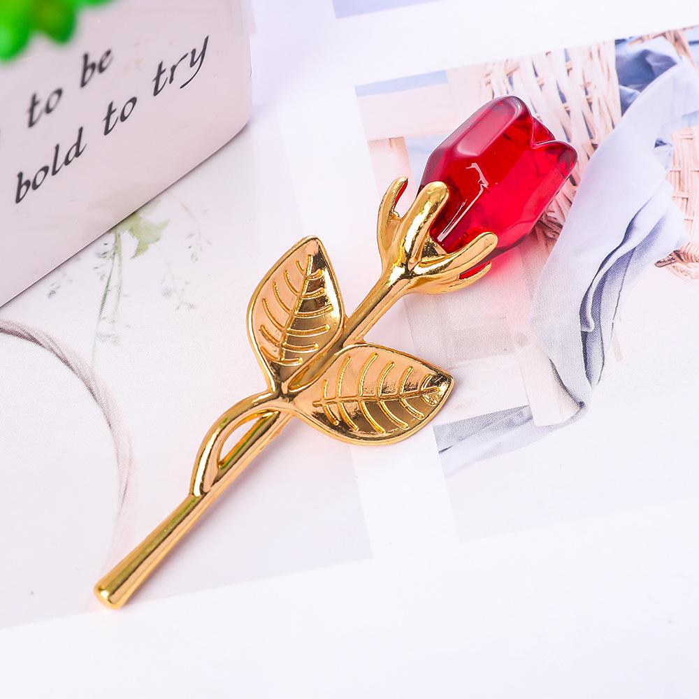 Crystal and Metal Rose Ornaments for Weddings and Valentine's Day Gifts