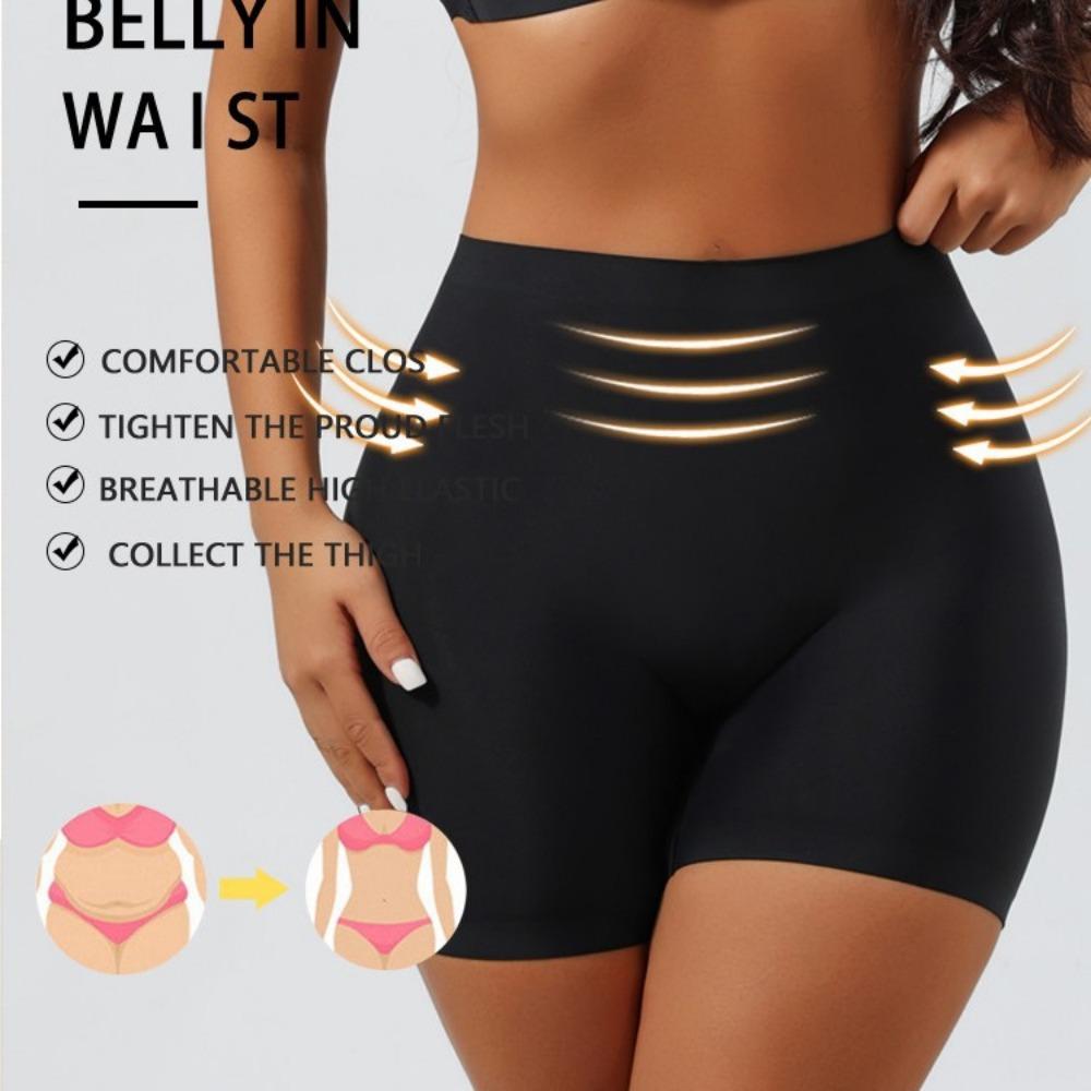 Cross-border Mid-waist Flat-angle Seamless Body Sculpting Four-corner Safety Pants, Abdomen Closure, European and American Waist Lift, Postpartum Body
