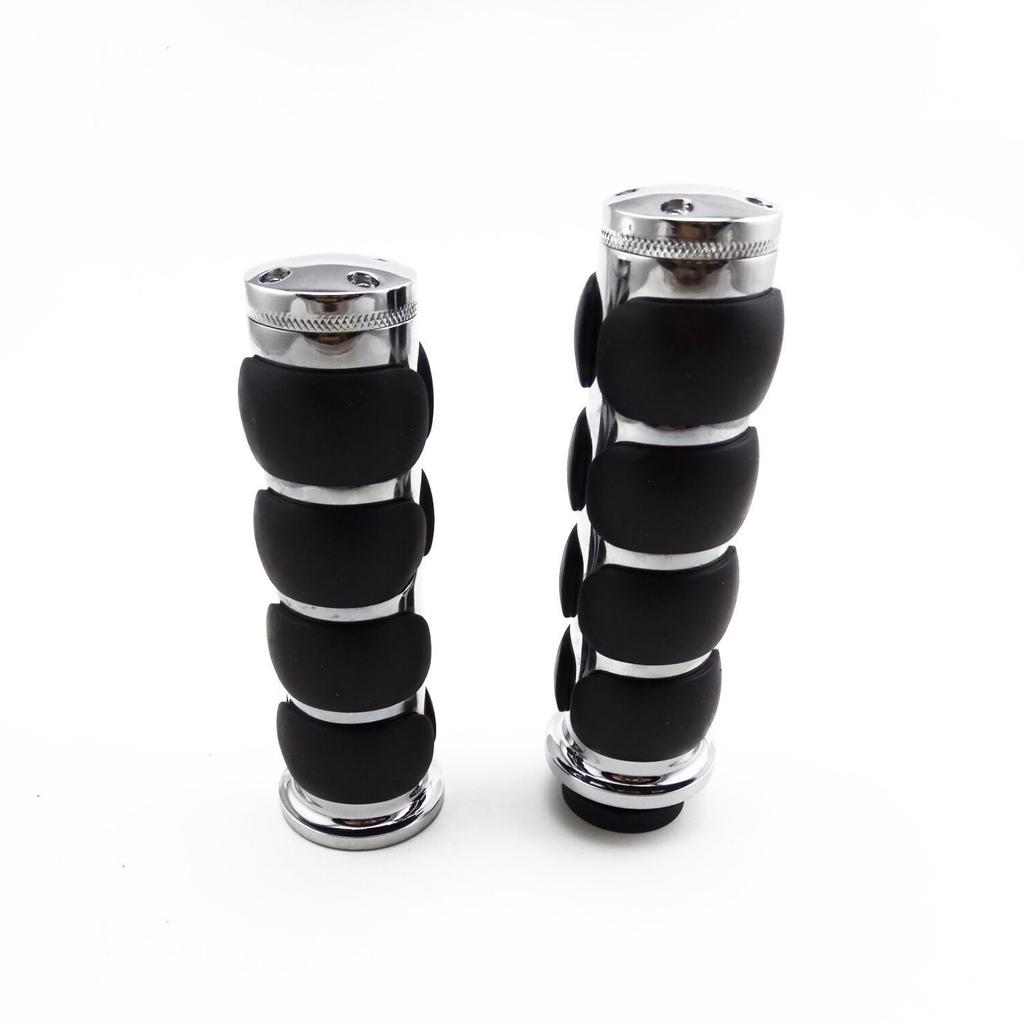 TASWK Motorcycle Chrome Rubber Handle Grip 1inch/25mm Handlebar Grip Fits