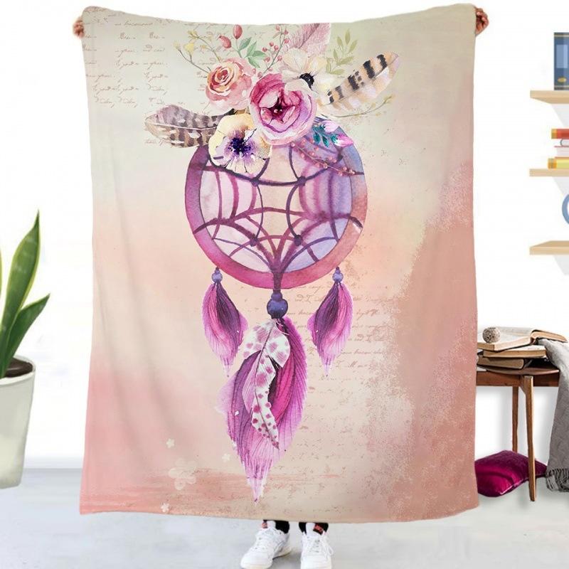 Blue Dream Catcher Blanket Flannel Throw Blanket for Kids Adults Lightweight Soft Warm Blankets for Bed Sofa Office 130x150cm