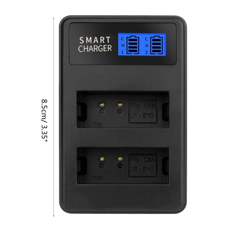 Dual Channel LCD USB LP-E10 Battery Charger Replacement for  EOS 1100D, 1200D, EOS Rebel T3, EOS Rebel T5 Camera