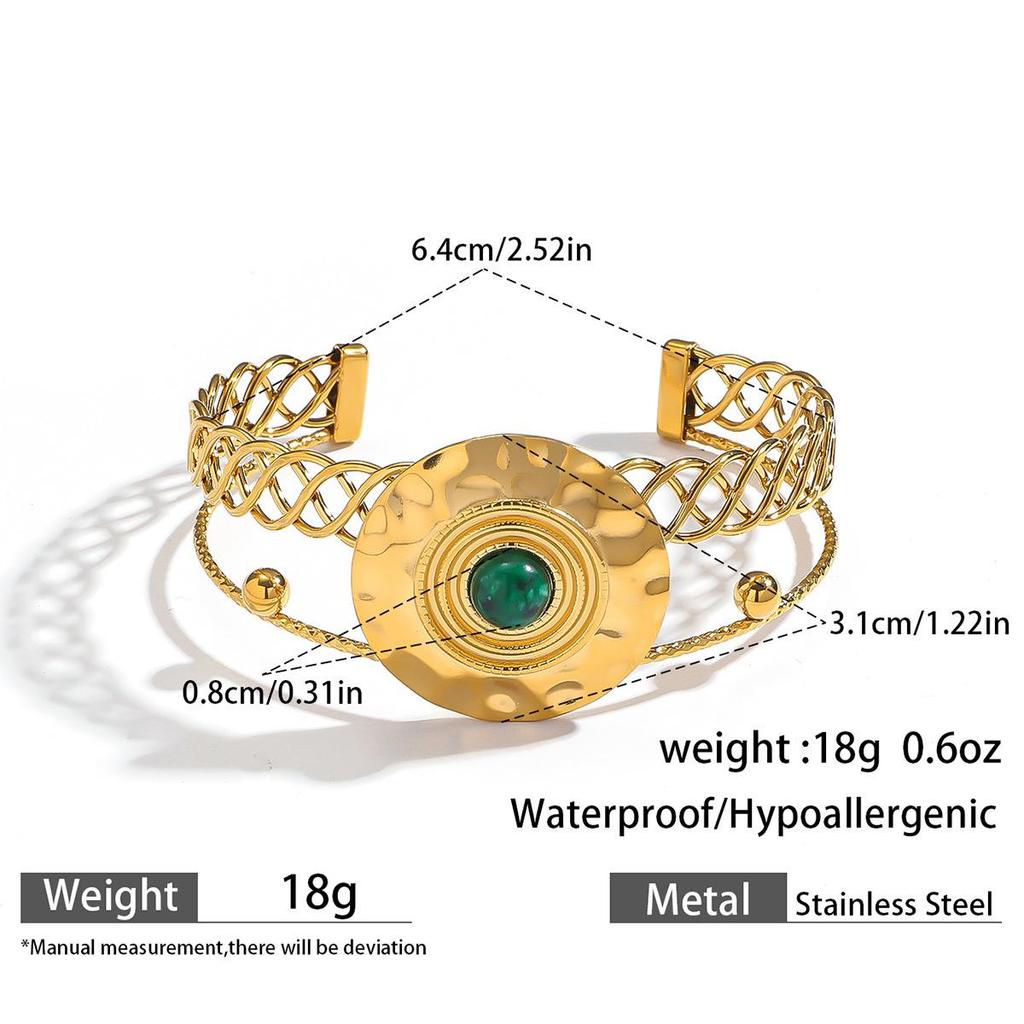 European & American Ocean Style Stainless Steel Bracelet with Starfish, Seashell, Coral Flowers, and Natural Stone Bangle Hand Jewelry.