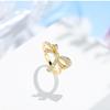 Flower Fairy Series, Bow Ladder Diamond Ring, Beautiful Luxury Imitation Diamond Ring Temperament Woman