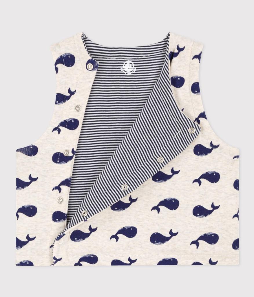 Petit Bateau Reversible Vest A0BBA Beige/Navy, 67cm, 6-Months