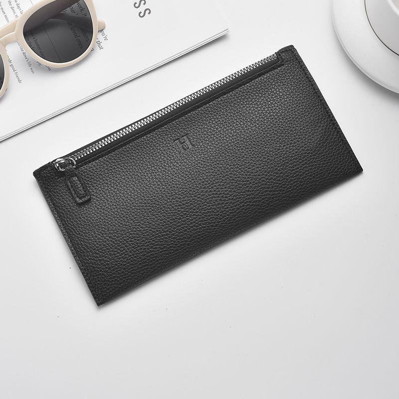 

2025 new leather long wallet, women s ultra-thin casual zipper wallet, phone holder, soft leather leather clip,Cosmetic Bag. чорний