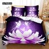Purple 3D Bedding Set Polyester Duvet Cover Queen King Twin Single Lavender Butterfly Quilt Cover