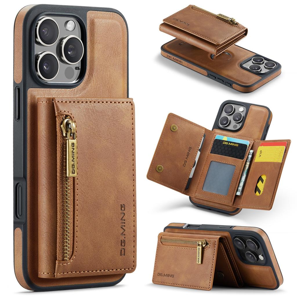 Hot 2 In 1 Luxury Leather Wallet Phone Case Cover for iPhone 16 Pro Max Shockproof with Credit Card Cover for Men Business Case