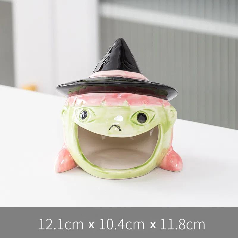 Kürbis-Kerzenständer, Halloween-Keramik-Kerzenständer, Atmosphärendekoration und lustige Süßigkeitenaufbewahrung, Desktop-Dekoration, Kreativität