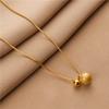 New Stainless Steel Gold Round Matte Ball Choker Necklaces Jewelry Pendant Snake Chain Necklaces For Women