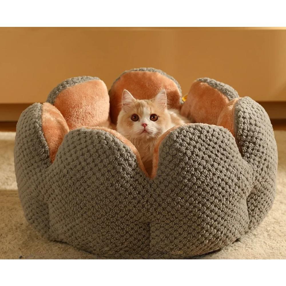Luxuriöses Haustierhaus für den Winter, warmes und bequemes Katzenbett, neues Cartoon-Kaktusblütenblatt, Hunde- und Katzennest, faltbar und waschbar, Haustierbedarf