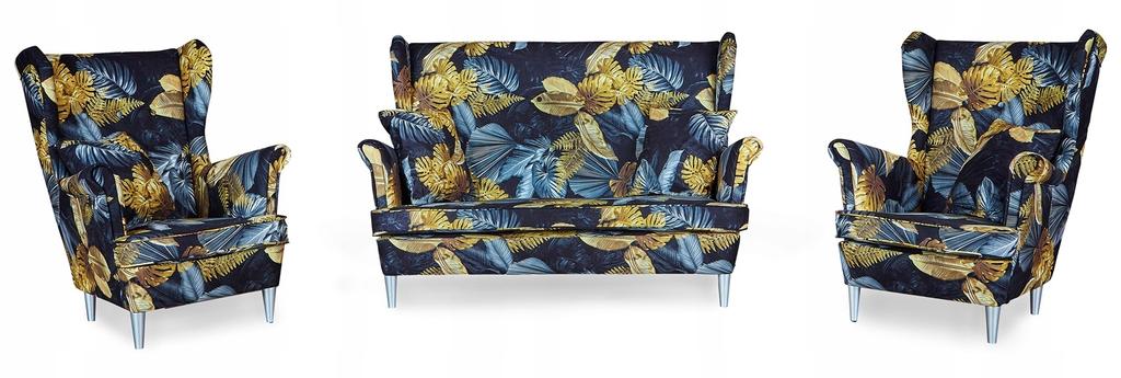 Ari Print Scandinavian Wing Sofa, Non-folding Family Monstera