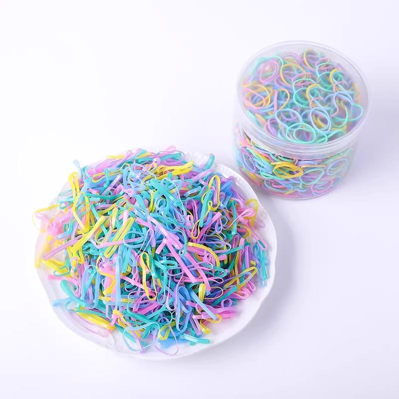 Children's Soft Hair Ties: Damage-Free Black and Colorful Rubber Bands for Girls and Babies