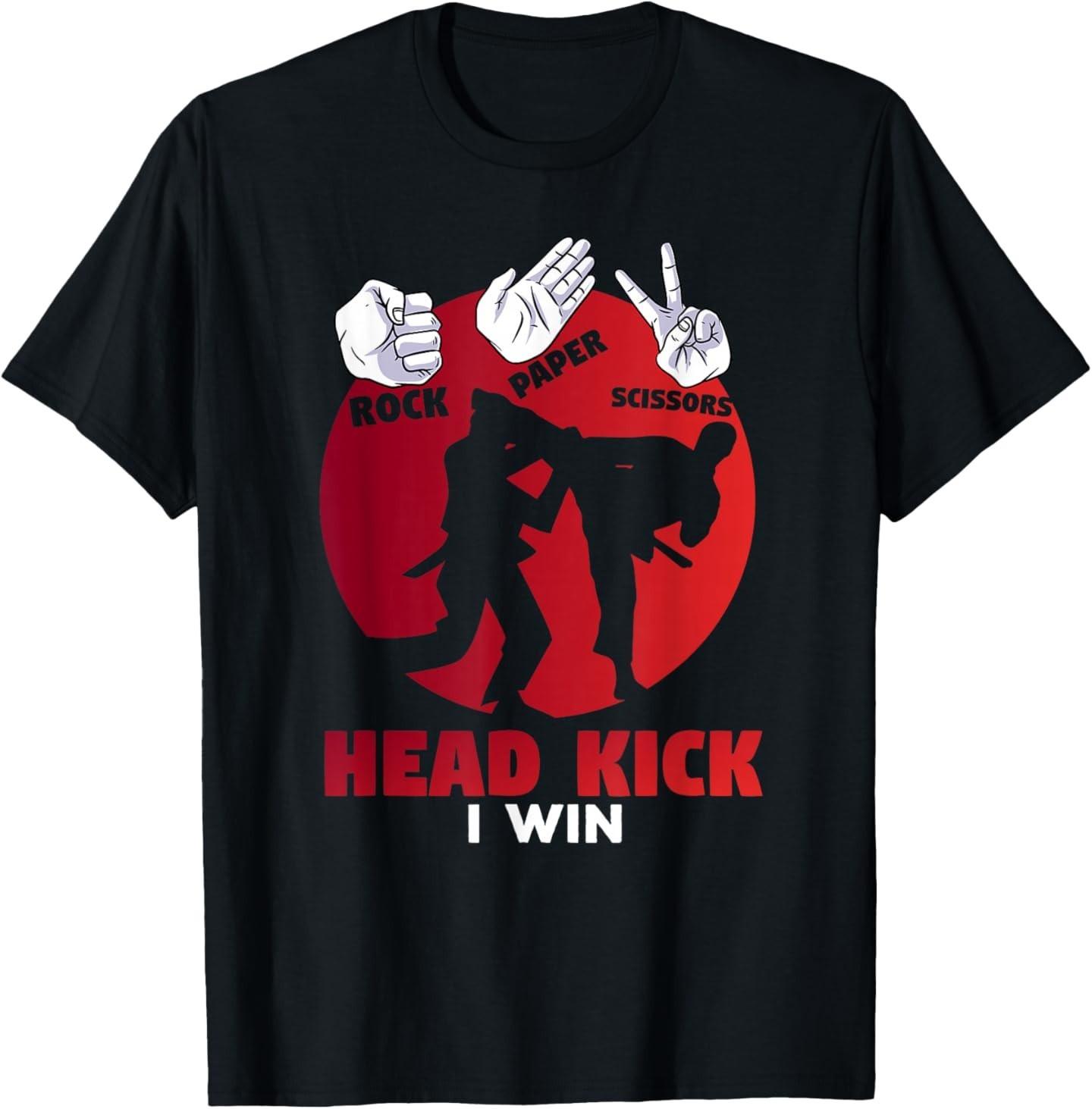 Funny Rock Paper Scissors Head Kick I Win T-Shirt S разноцветный
