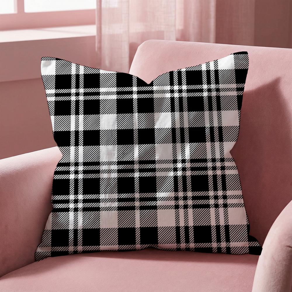 Checkered Pattern Cushion Cover MultiScene Pillow Cover for Home Car Reversible Soft Durable for Daily Use