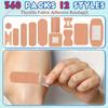 180/360pcs Assorted Flexible Fabric Adhesive Bandages Breathable Fingertip Bandages for First Aid and Wound Care
