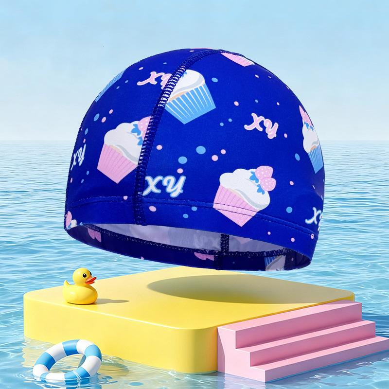 Kinder Niedlicher Aufdruck Badekappe Weicher Atmungsaktiver Stoff Badekappe Für Kinder Jungen Mädchen Sommer Strand Pool Wasserpark