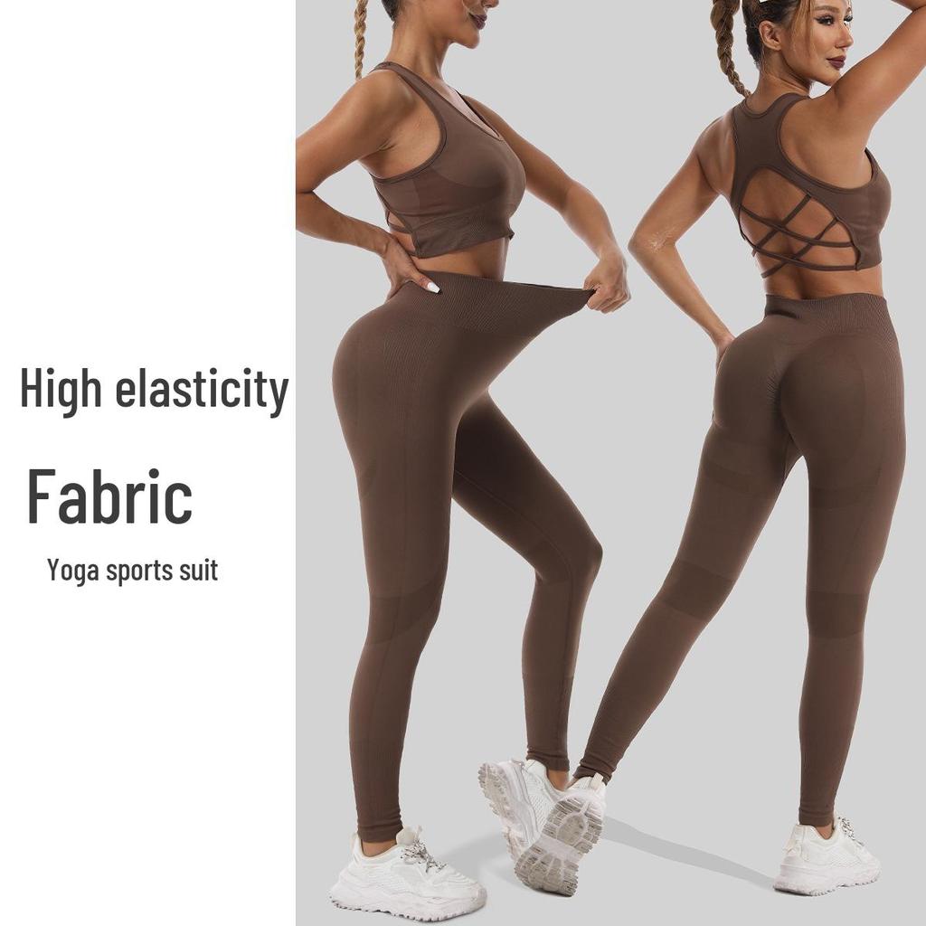 Women's Quick-Dry Seamless Sports Bra and Leggings Set - Shockproof Vest for Running and Yoga
