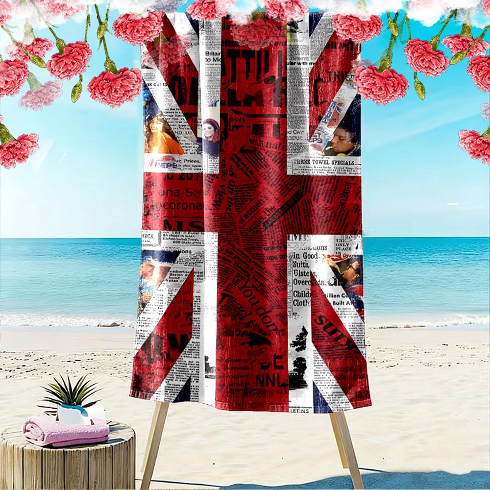 Union Jack Newsprint Design A must-have beach towel for beach travel