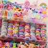 234/287/718/974pcs Elastic Rubber Butterfly Hairpins Flowers Style Kids Hair Ties Kit  Gift Giving