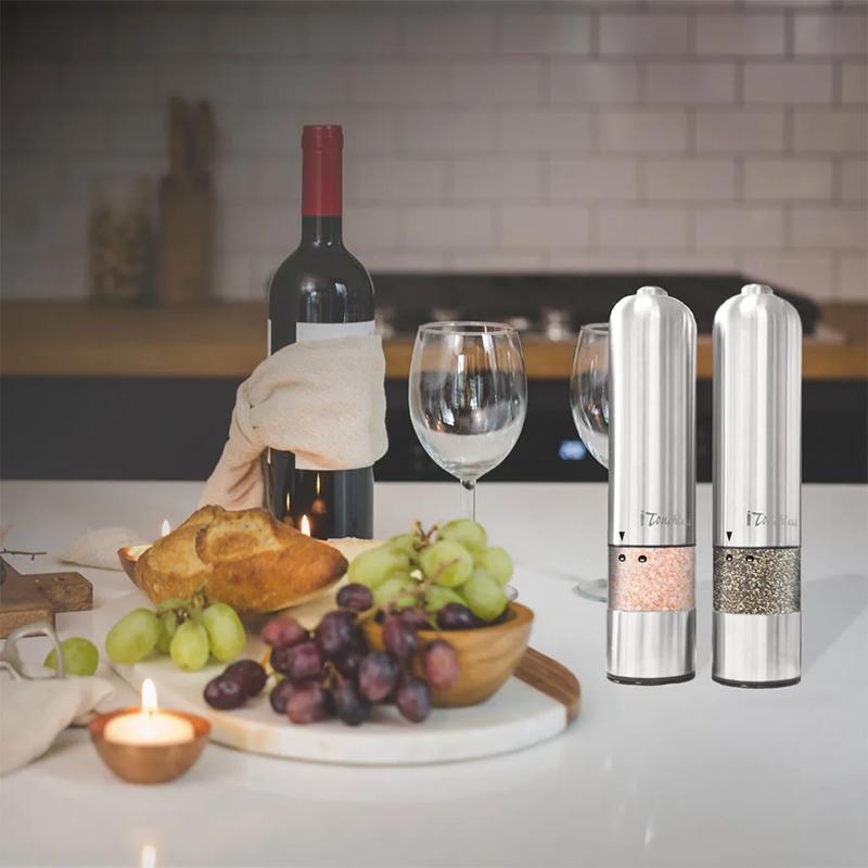 Electric Salt Pepper Mill Grinder Stainless Steel Grinders Adjustable Coarseness For Automatic Gravity Herb Spice Grinder