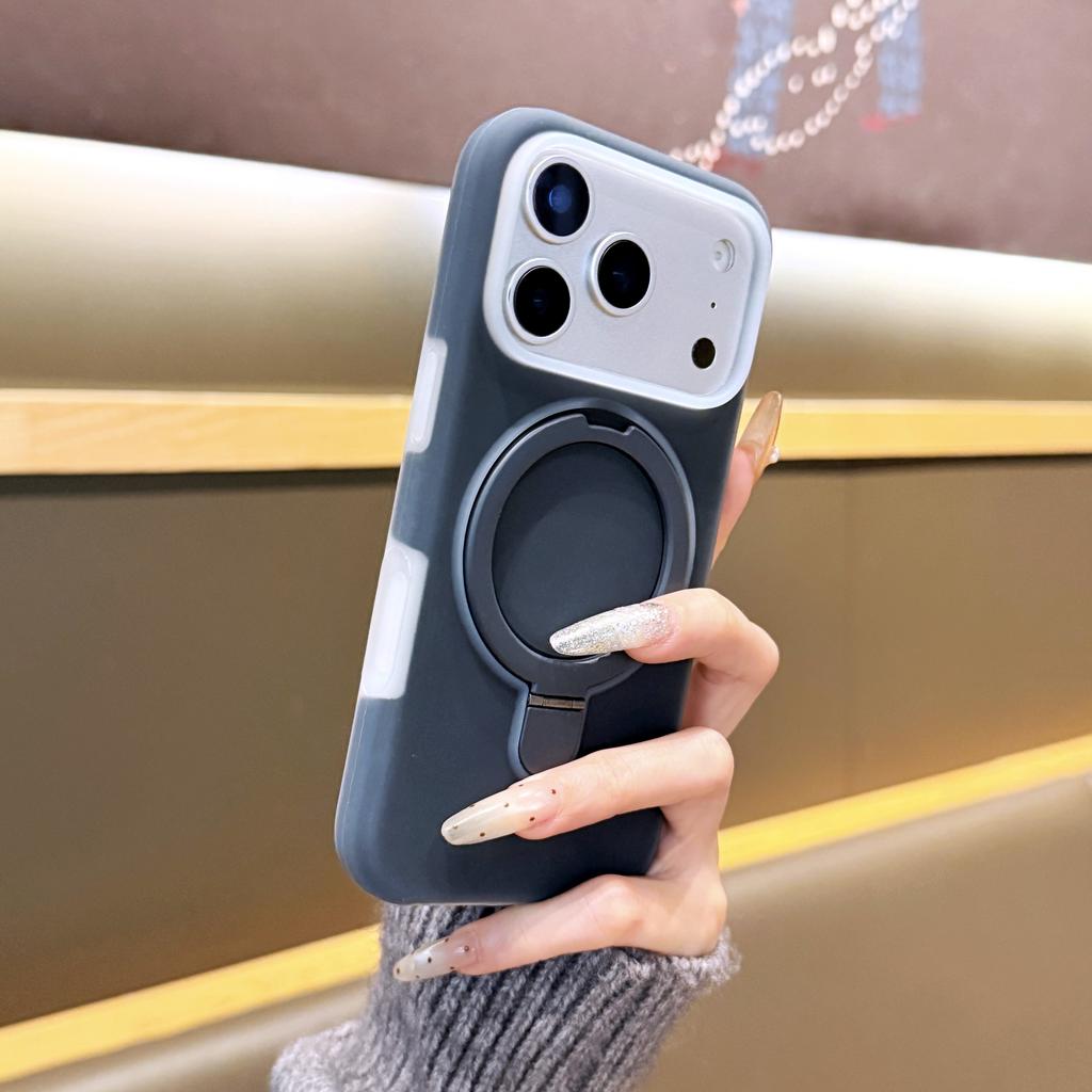 Stand Holder For Magsafe Wireless Charge Kickstand Case For iPhone Air 17 16 15 Pro Max Jelly Neon Silicone Shockproof Cover