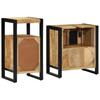 Bathroom Furniture Set 2 Pcs Brown & Black Solid Mango Wood