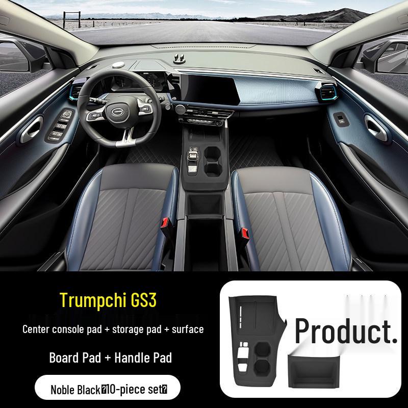 Trumpchi GS3 Center Console Accessory Set: Silicone Air Vent Pad, Wireless Charging Pad, Cup Holder Protector.