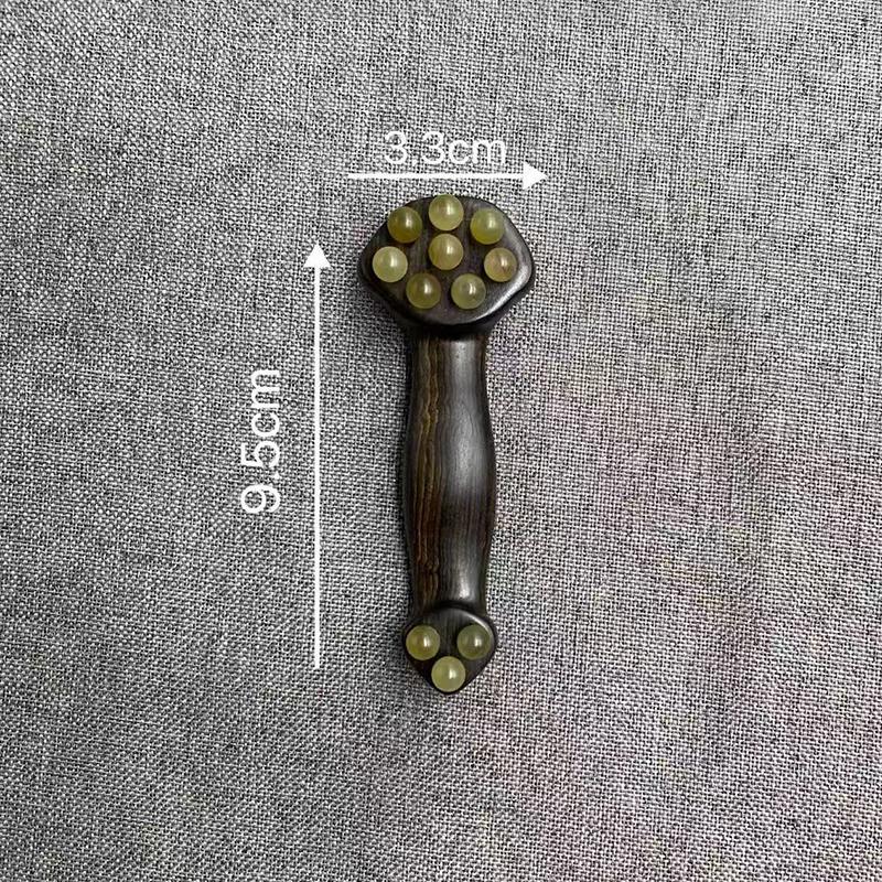 Double Ended Facial Fascia Lifting Tool With 11 Brass Gold Bead Sandalwood Cheek Eyes Beauty Massage Gua Sha Stick Point Relax