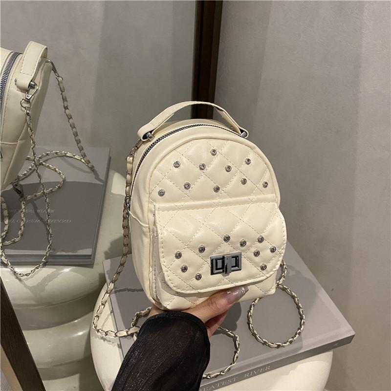 

Модная портативная маленькая сумка женская новая ромбовидная цепочка рюкзак кроссбоди повседневная универсальная многоцелевая сумка белый