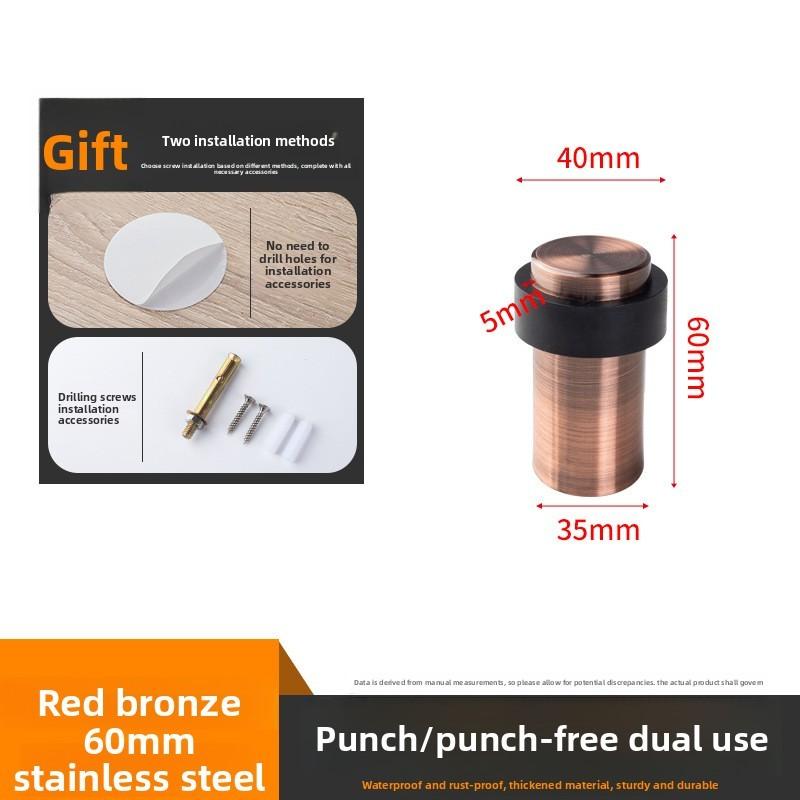 Stainless Steel Door Stopper Round Shape Nonpunching Safety Door Guard For Home Use
