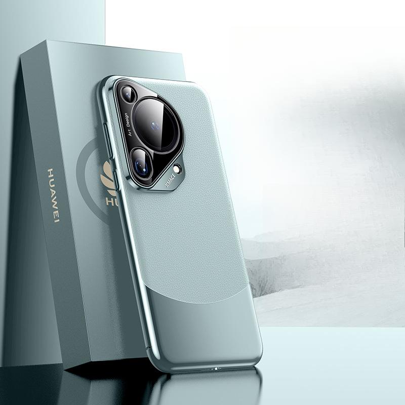 Suitable for Huawei Pura70pro Mobile Phone Case Electroplating P70 Anti-fall Lens All-inclusive Business Men's Seventy High-end Leather Case