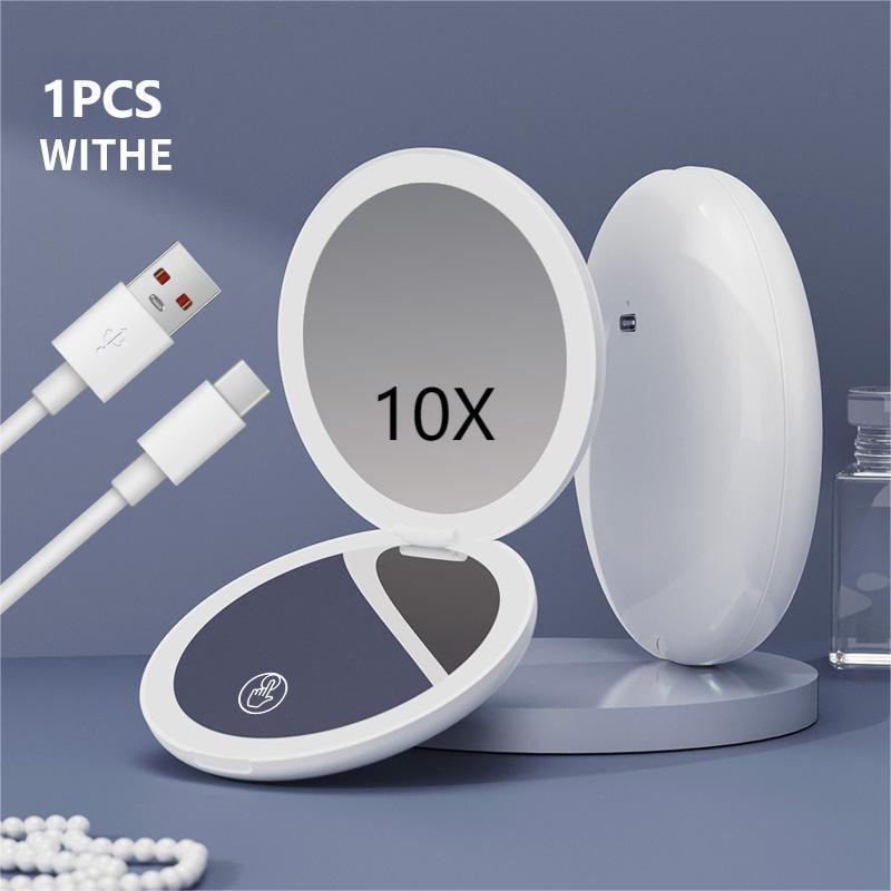 Foldable LED Magnifying Makeup Mirror - 2x, 5x, 10x