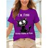 Fashion Women Retro Creative Cat Pattern Print T Shirt Funny Casual O-neck Short Sleeves T-shirt Summer Female Tee Shirt