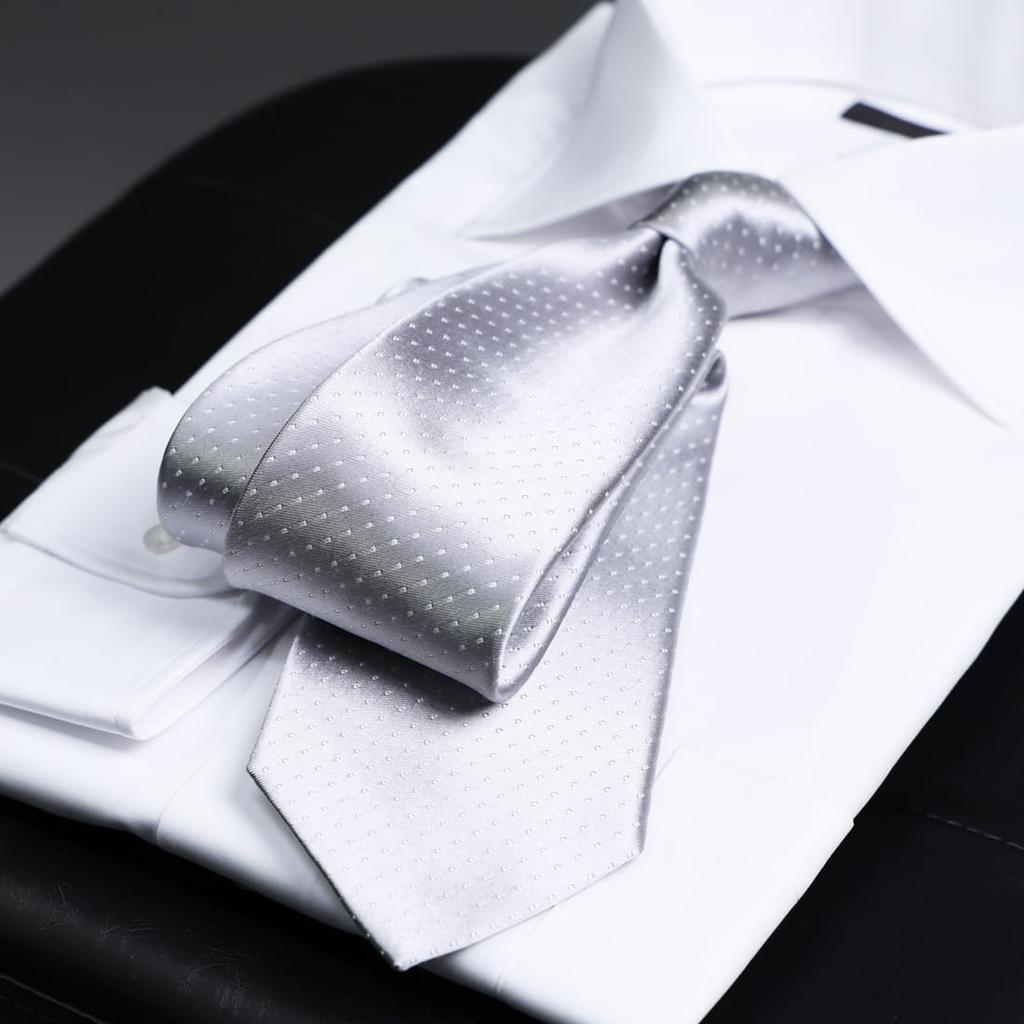 Formal Necktie Made in Made in Wedding Formal Ceremonial Occasions Quality Satin [Y&TAILOR] Kyoto, Tango, Silver, Brand, Attire, (High Dots)