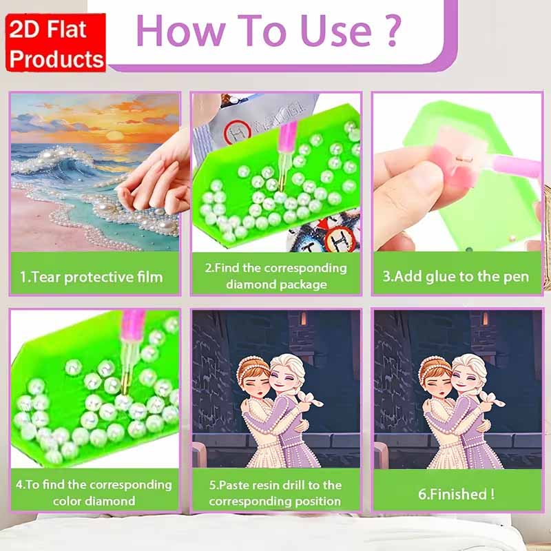 Disney DIY Pearl Art Painting Frozen Anna and Elsa Sisters Home Wall Decoration Pearl Gem Painting Pictures Crafts Home Decoration