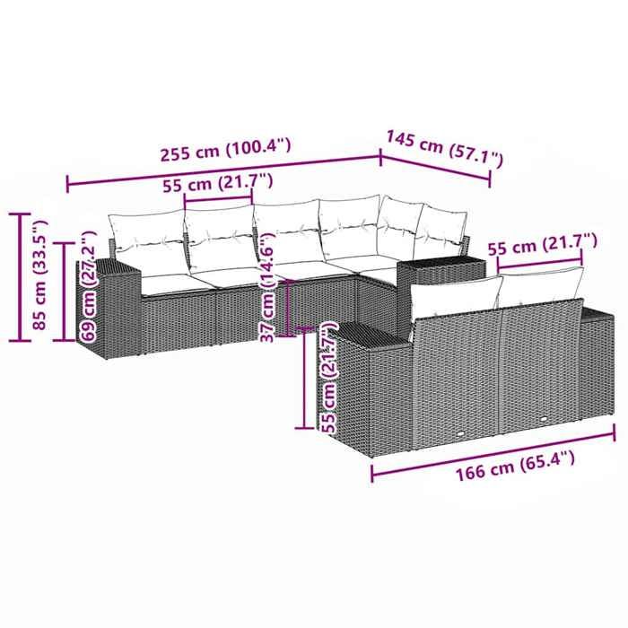 VidaXL Garden Lounge Set with Cushions 7 Pcs, Patio Sofas, Furniture Set, Outdoor Terrace Furniture, Grey 3222811