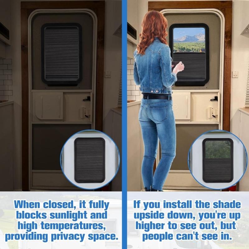  Campers Travel Trailer Door Window Blinds Double Layer Cellular Shade Privacy & Sun Blocking  Door Shade Large