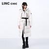 Jinyujie 2024 Winter Women's Long Goose Down Jacket with Waist Tie