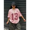 Stampa Los Angeles Numero 13 Moda Donna Maglietta a Maniche Corte con Scollo a V Estate Tee Maglie da Baseball Quotidiane Top Sportivi Larghi Tee