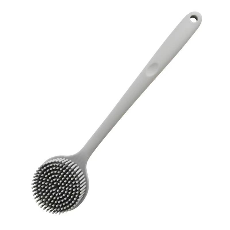 Silikon 2-in-1 Badepinsel mit langem Griff & Massagegerät - Wasserdichter Duschschrubber
