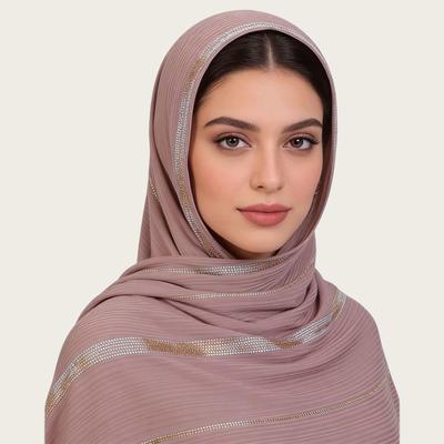 Hijab Scarf for Women Rhinestone Long Scarf Shawl Muslim Hijab Head Wrap Scarves