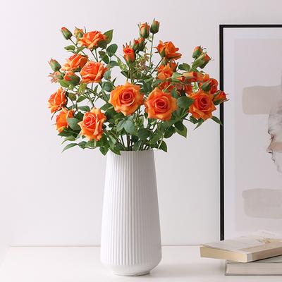 Lange Lebensdauer Künstliche Pflanze Große Kunstseide Blume Frei Gebogen 3 Köpfe Künstliche Rose Blume