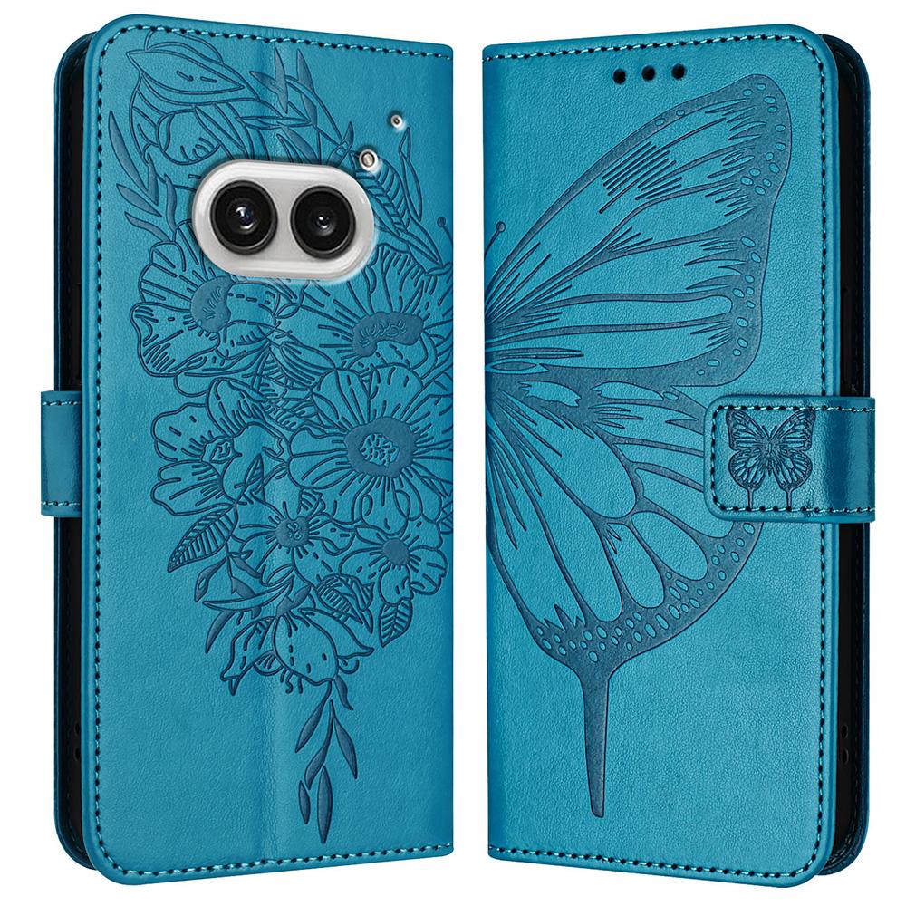 For Nothing Phone (2a) Plus/Phone (2a) Wallet Case with Wrist Strap Butterfly Imprint Leather Phone Cover
