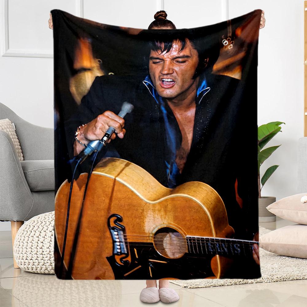 Elvis Presley Guitar Performance Blanket Soft & Cozy Suitable for Office Seaside Couch All-Season Use Stylish Decor Birthday Christmas Gift Blanket