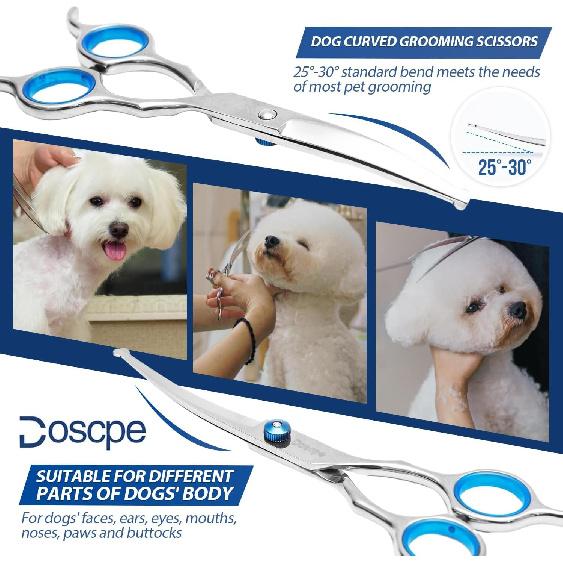 6 In 1 Professional Dog Grooming Scissors Set Pet Hair Cutting Shears Kit, Stainless Steel with Safe Rounded Tips for Dog Cat Other Animals, Right