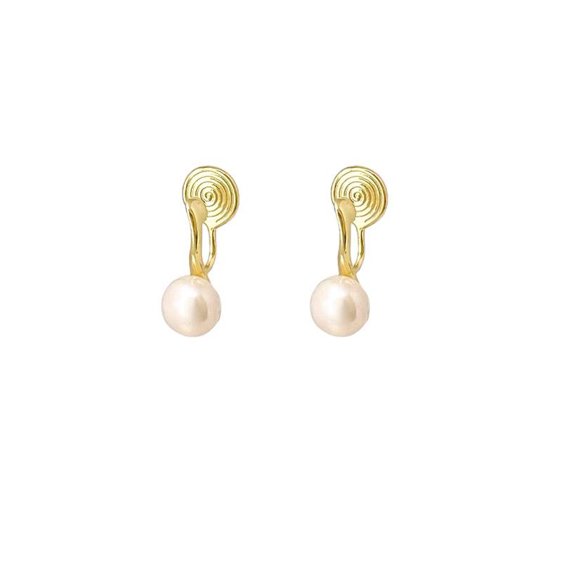 Natural Freshwater Pearl Temperament Painless Mosquito Coil Disc Ear Clips Women's Ear Piercings Integrated Earrings