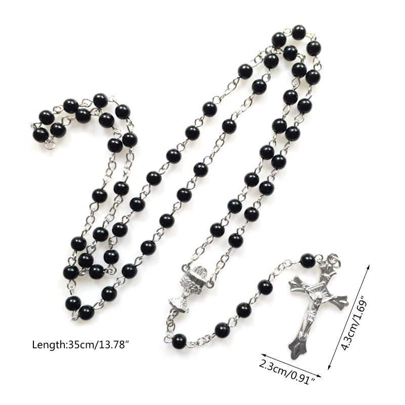 Religion for Cross Rosary Rosary Necklace Holy Jesus Figure Jewelry for Birthday Wedding Festival Party Decoration