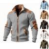 Herren Strickjacke mit durchgehendem Reißverschluss, lässiger Strick, Stehkragen, Slim Fit, Colorblock, Herbst Winter