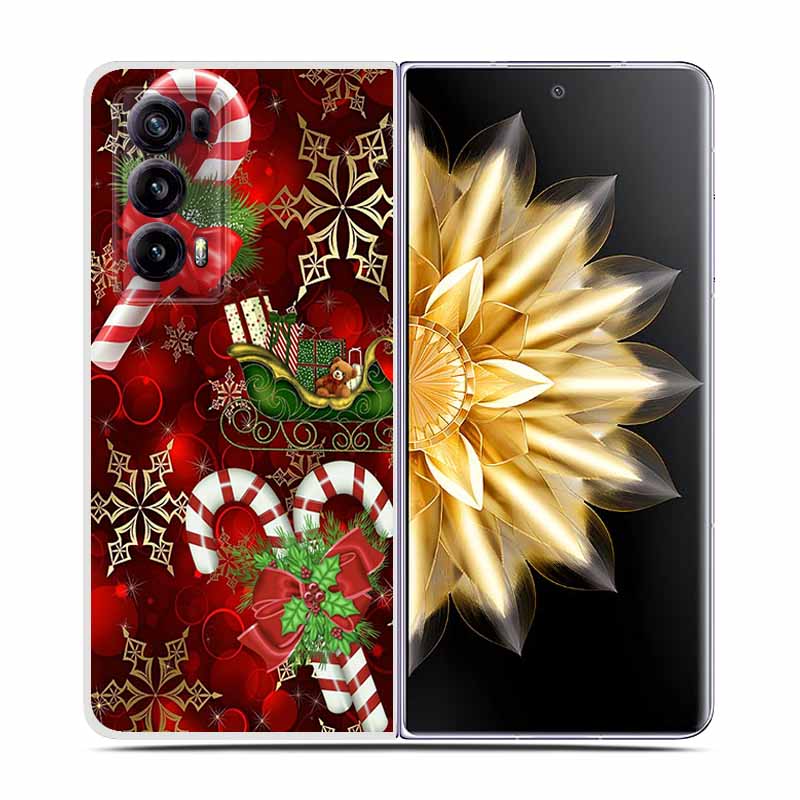 For Honor Magic V2 Case VER-AN1 Christmas Cute Clear Hard Plastic PC Back Cover For Huawei Honor Magic V2 5G Coques Cartoon Bags
